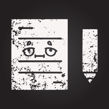 Tahta tebeşir, bir insan tarafından çizilmiş bir test kağıdının karikatürü.