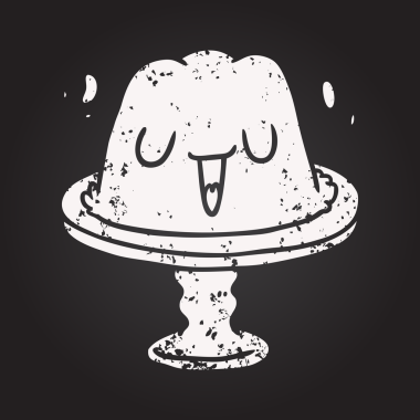 Bir insan tarafından çizilen tabakta sallanan bir jöleye ait karatahta çizimi