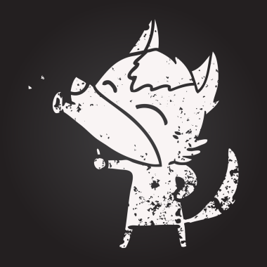 Tahta tebeşir uluyan kurt çizgi filmi bir insan tarafından çizilmiş.