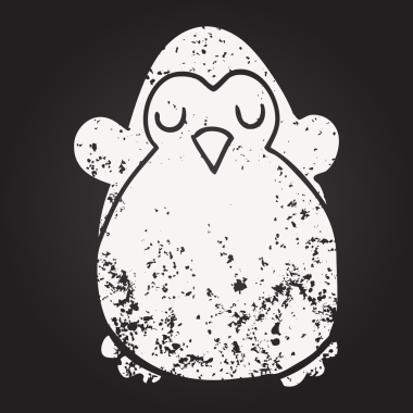 Bir insan tarafından çizilmiş karatahta penguen karikatürü.