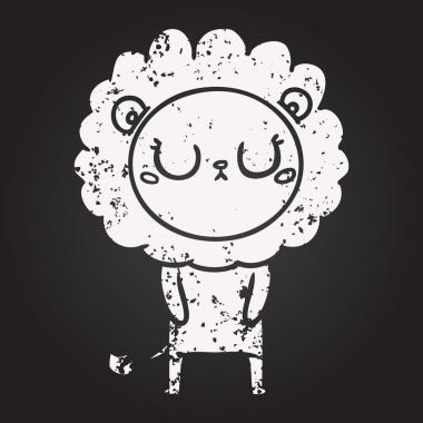 Bir insan tarafından çizilmiş kara tahta tebeşir karikatür aslanı