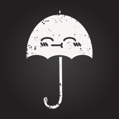 Bir insan tarafından çizilmiş şemsiye karikatürü.