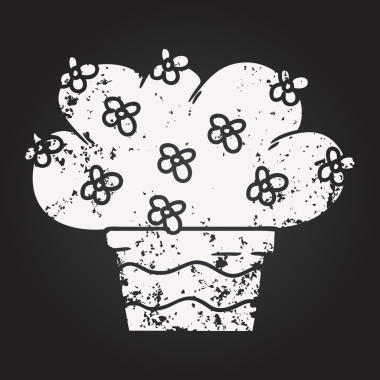 Bir insan tarafından çizilmiş karatahta karikatür bitkisi