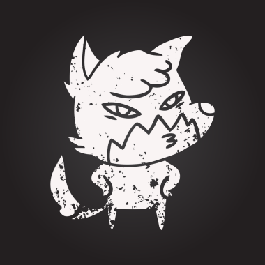 Kara tahta tebeşir. Bir insan tarafından çizilmiş akıllı çizgi film tilkisi.