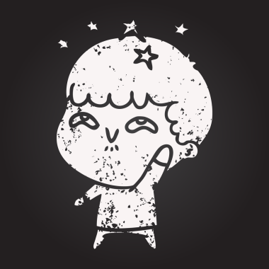 Tahta tebeşir karikatürü bir insan tarafından çizilmiş hayret verici bir çocuk.