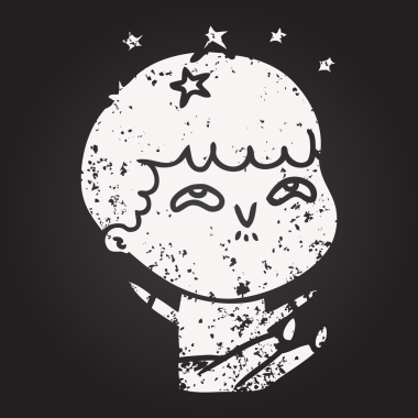 Tahta tebeşir karikatürü bir insan tarafından çizilmiş hayret verici bir çocuk.