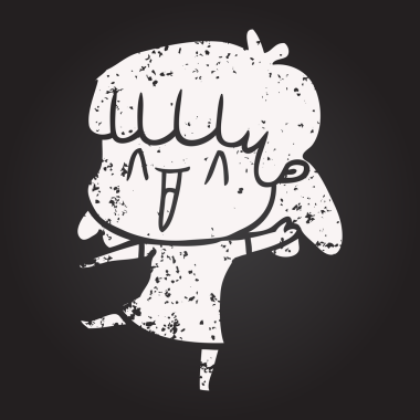 Bir insan tarafından çizilmiş kara tahta tebeşir karikatür kadın.