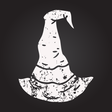 Kara tahta tebeşir, bir insan tarafından çizilmiş cadı şapkası.