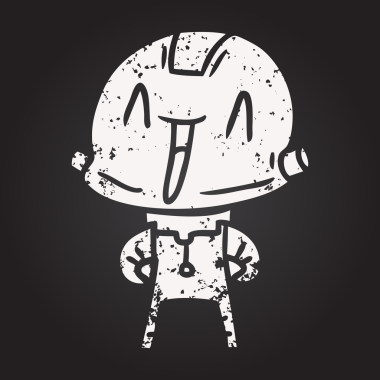 Bir insan tarafından çizilmiş kara tahta tebeşir çizgi film robotu.