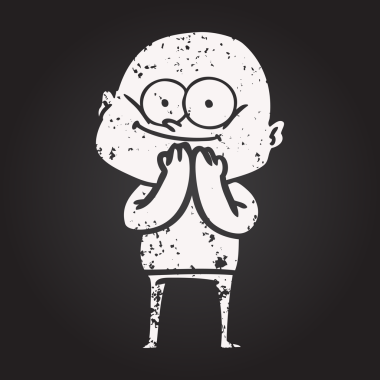 Karatahta tebeşirli kel adam bir insan tarafından çizilmiş.