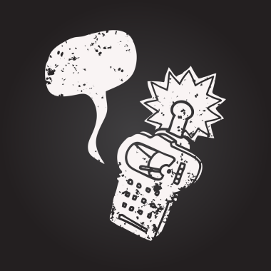 Tahta tebeşir serbest konuşma balonu karikatürü bir insan tarafından çizilmiş bilimsel cihaz