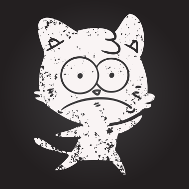 Bir insan tarafından çizilmiş karatahta karikatür gergin kedi