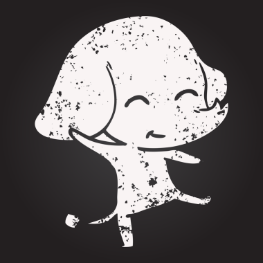 Kara tahta tebeşir, insan tarafından çizilmiş şirin çizgi film fili dansı.