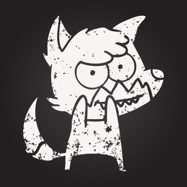 Karatahta tebeşirle çizilmiş bir insan tarafından çizilmiş sırıtan tilki.