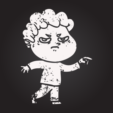 Bir insan tarafından çizilmiş karatahta karikatür kızgın adam