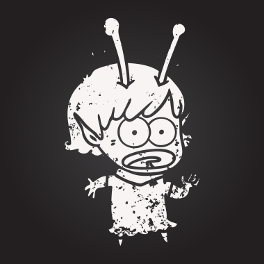 Tahta tebeşir karikatürü bir insan tarafından çizilen uzaylı kızı şok etti