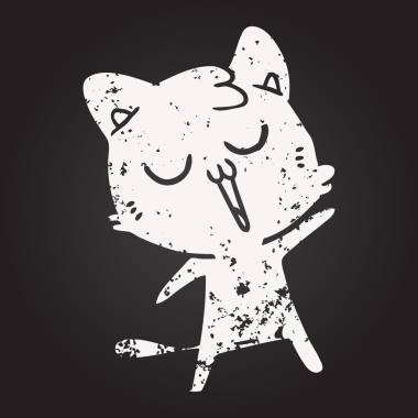 Bir insan tarafından çizilmiş kara tahta tebeşir çizgi film kedisi.