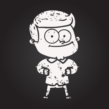 Karatahta tebeşir çizgi filmi bir insan tarafından çizilmiş mutlu adam