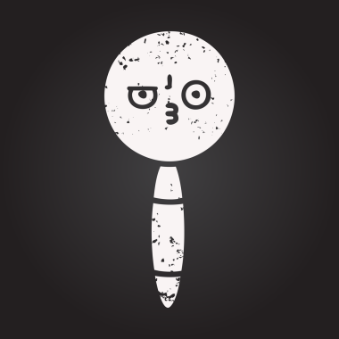 Tahta tebeşir bir insan tarafından çizilmiş büyüteç karikatürü