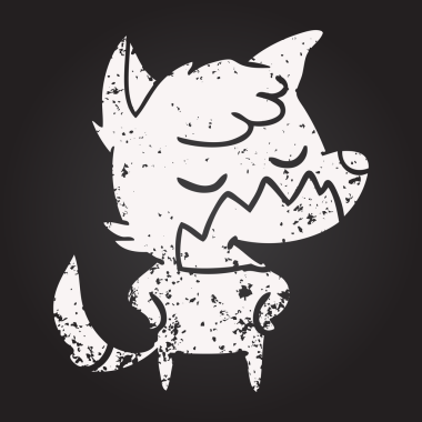 Bir insan tarafından çizilmiş kara tahta dostu çizgi film tilkisi.