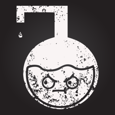 Tahta tebeşir, bir insan tarafından çizilmiş bir bilim deneyinin karikatürü.