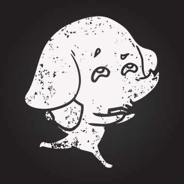 Bir insan tarafından çizilmiş karatahta karikatür fili.