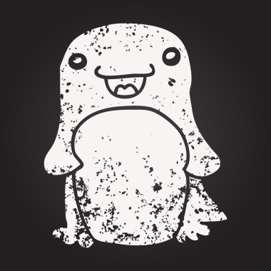 Bir insan tarafından çizilmiş karatahta penguen karikatürü.