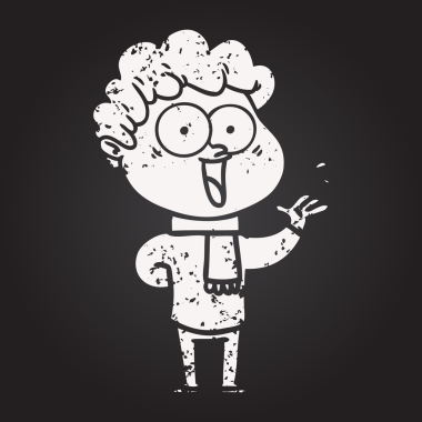 Karatahta tebeşir çizgi filmi bir insan tarafından çizilmiş mutlu adam