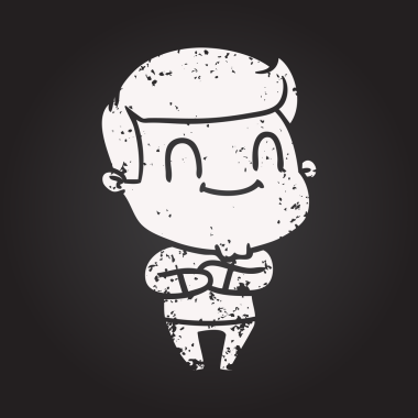 Karatahta tebeşir çizgi filmi bir insan tarafından çizilmiş mutlu adam