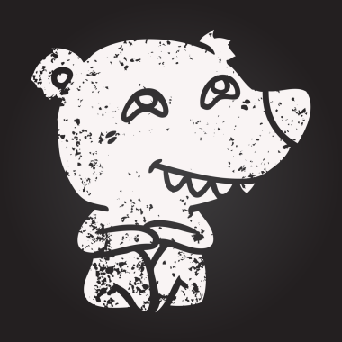 Kara tahta tebeşir karikatür kutup ayısı bir insan tarafından çizilmiş dişleri gösteriyor.