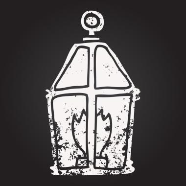 Karatahta tebeşirle insan tarafından çizilmiş fener çizimi.