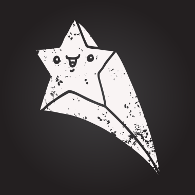 Bir insan tarafından çizilmiş kara tahta tebeşirle kayan yıldız.