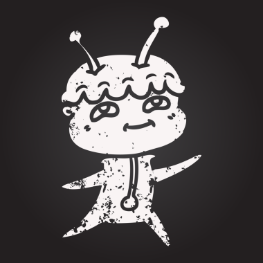 Karatahta dostu çizgi film uzay adamı bir insan tarafından çizilmiş.