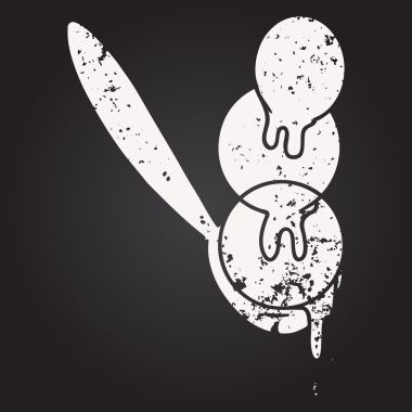 Bir insan tarafından çizilmiş karatahta karikatür dondurma kepçesi.