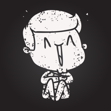 Karatahta tebeşir çizgi filmi bir insan tarafından çizilmiş mutlu adam