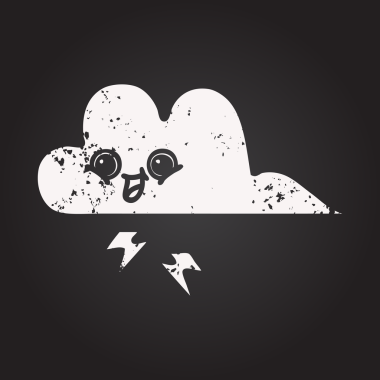 Tahta tebeşir, bir insan tarafından çizilmiş fırtına bulutunun karikatürü.