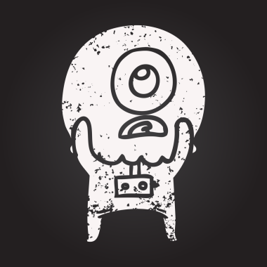 Kara tahta tebeşir tebeşiri Tepegöz uzaylı uzay adamı bir insan tarafından çizildi