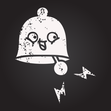 Tahta tebeşir, bir insan tarafından çizilmiş zil karikatürü.