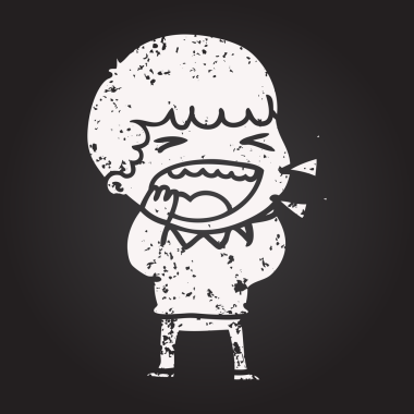 Bir insan tarafından çizilmiş kara tahta tebeşir çizgi filmi gülen adam.