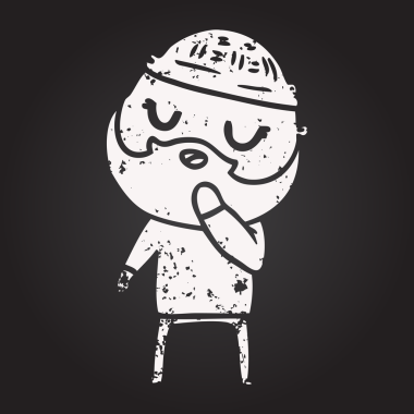 Bir insan tarafından çizilmiş sakallı karikatür adam.