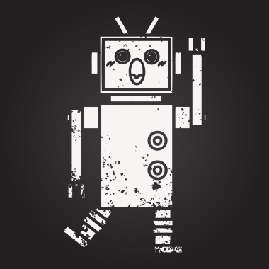 Bir insan tarafından çizilmiş bir robotun karikatürü.