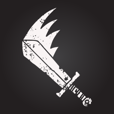 Karatahta tebeşiri bir insan tarafından çizilmiş sallanan kılıç.