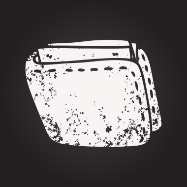 Karatahta tebeşirle çizilmiş eski deri cüzdan bir insan tarafından çizilmiş