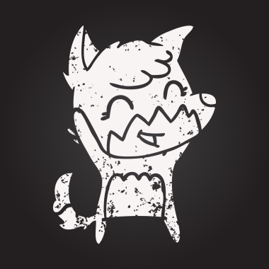 Bir insan tarafından çizilmiş karatahta tebeşirli mutlu tilki