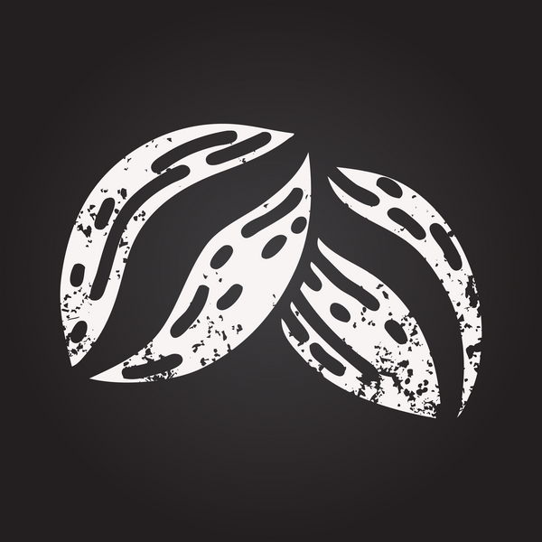 Siyah tebeşir dövmesi. Bir insan tarafından çizilmiş kahve çekirdekleri.