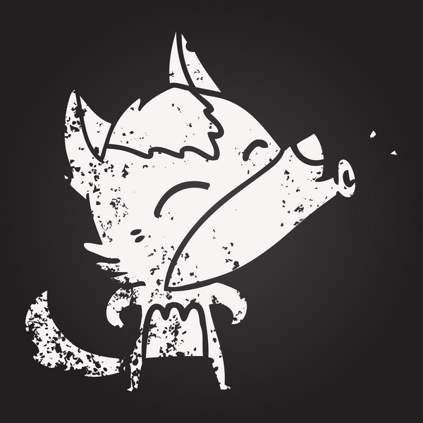 Tahta tebeşir uluyan kurt çizgi filmi bir insan tarafından çizilmiş.