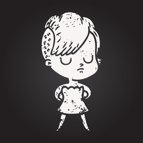 Bir insan tarafından çizilmiş kara tahta tebeşir karikatür kadın.