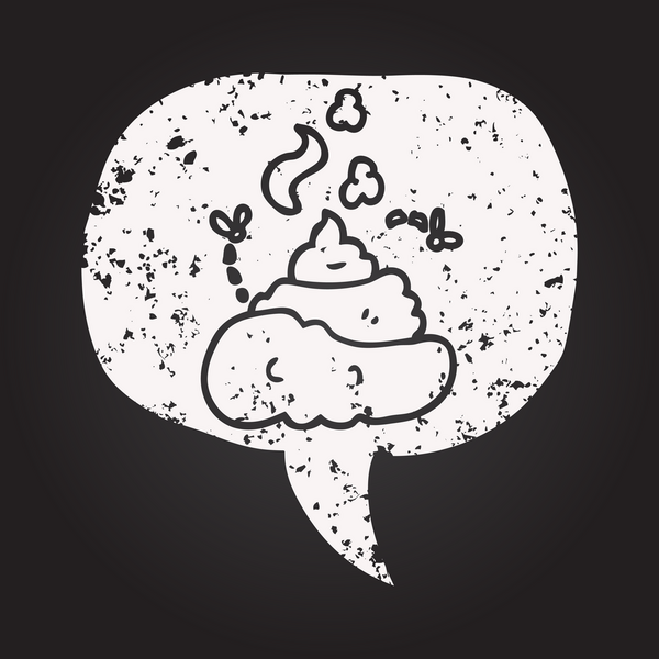 Tahta tebeşir serbest konuşma balonu çizilmiş iğrenç kaka bir insan tarafından çizilmiş.