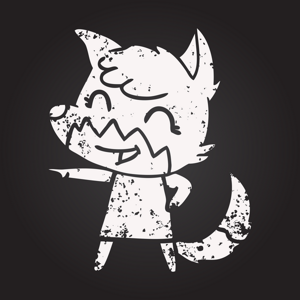 Bir insan tarafından çizilmiş karatahta tebeşirli mutlu tilki