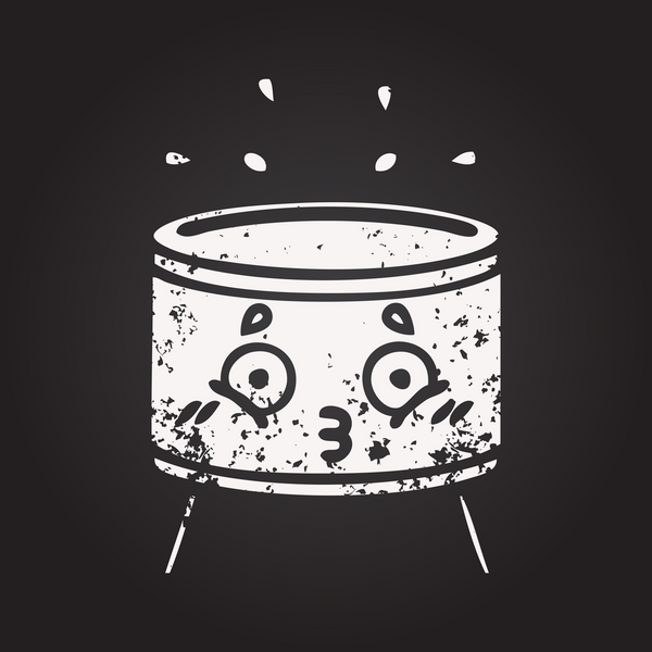 Tahta tebeşir, bir insan tarafından çizilmiş davul karikatürü.